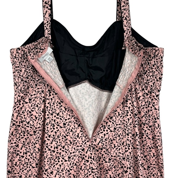 Dressbarn Pink & Black Summer Smocked Patterned Sundress with Front Bow Size 18W - Picture 6 of 11